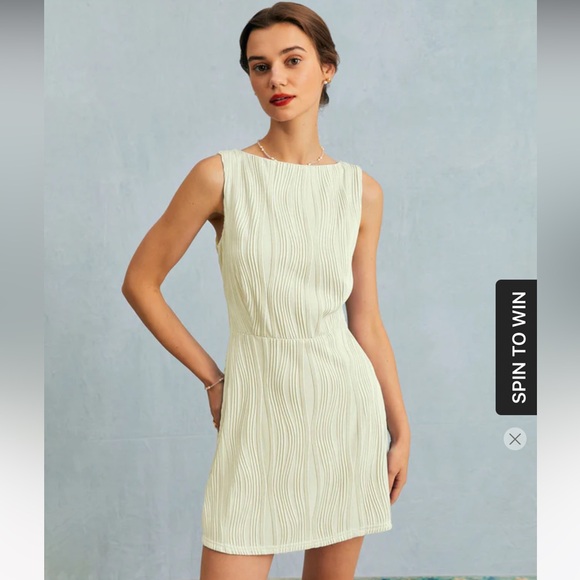 Rihoas The Beige Water Ripple Textured Sleeveless Mini Dress - Picture 2 of 7